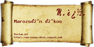 Marozsán Ákos névjegykártya