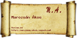 Marozsán Ákos névjegykártya